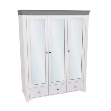 Шкаф 3х дверный с зеркальными дверями Бейли белый воск/антрацит