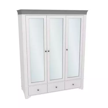 Шкаф 3х дверный с зеркальными дверями Бейли белый воск/антрацит