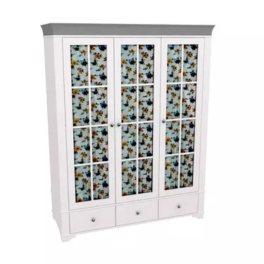 Шкаф 3х дверный со стеклянными дверями Бейли белый воск/антрацит