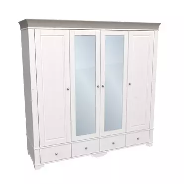 Шкаф 4х дверный Бейли с 2 зеркальными и 2 глухими дверями белый воск/антрацит