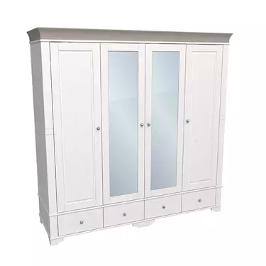 Шкаф 4х дверный Бейли с 2 зеркальными и 2 глухими дверями белый воск/антрацит