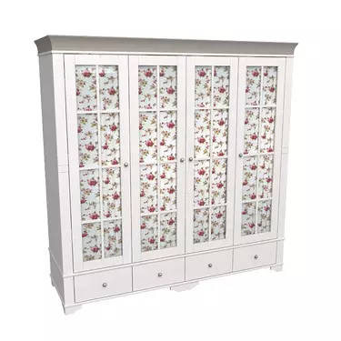 Шкаф 4х дверный Бейли со стеклянными дверями белый воск/антрацит