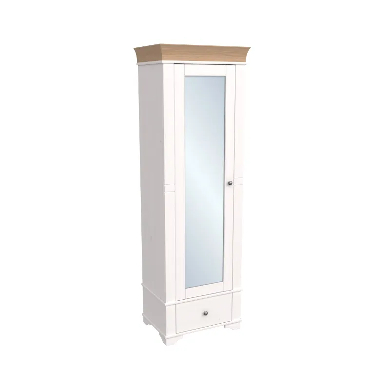 Шкаф 1-дверный с зеркалом Бейли белый воск/антик