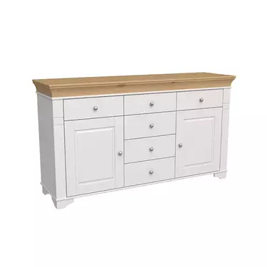 Комод Бейли с 2 дверками и 6 ящиками белый воск/антик