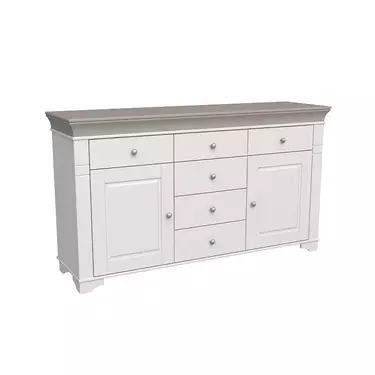 Комод Бейли с 2 дверками и 6 ящиками белый воск/антрацит