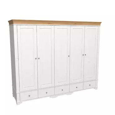 Шкаф 5 дверный с 5 глухими дверями белый воск/антик