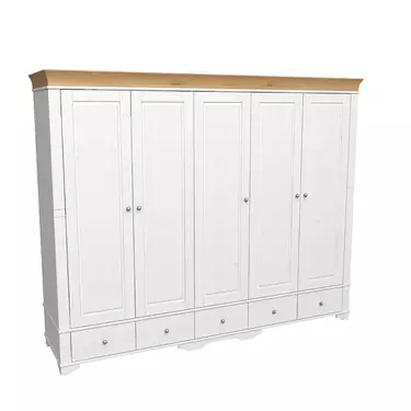 Шкаф 5 дверный с 5 глухими дверями белый воск/антик