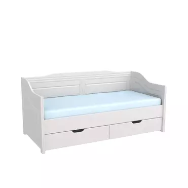 Кровать диван массив сосны Бейли 900х2000 с ящиками белый воск