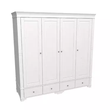 Шкаф 4-х дверный с глухими дверями Бейли белый воск