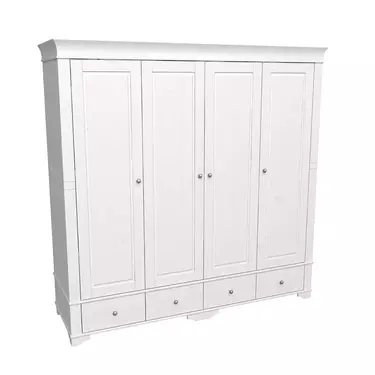 Шкаф 4-х дверный с глухими дверями Бейли белый воск