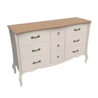 Комод Лебо с 9 ящиками Бежевый воск/Антик