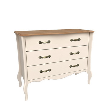 Комод Лебо с 3 ящиками Бежевый воск/Антик