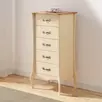 Комод Лебо узкий 5 ящиков Бежевый воск/Антик