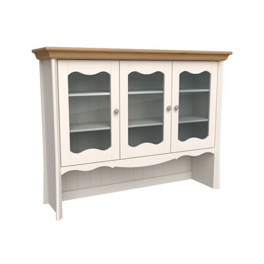 Надстройка комода Лебо с тремя стеклянными дверками Бежевый воск/Антик