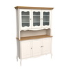 Надстройка комода Лебо с тремя стеклянными дверками Бежевый воск/Антик