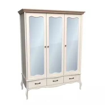 Шкаф Лебо 3-дверный с 3 зеркалами Бежевый воск/Антик