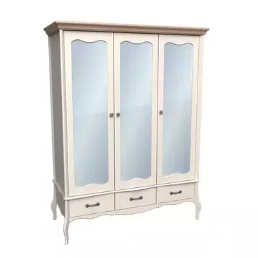 Шкаф Лебо 3-дверный с 3 зеркалами Бежевый воск/Антик