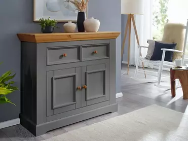 Комод буфета 2 двери 2 ящика Форест серый 7012/бейц-масло
