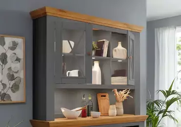 Надстройка комода (буфет большой) 2 двери 1 полка серый 7012/бейц-масло