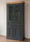 Шкаф для посуды Форест широкий 4 двери 1 ящик серый 7012/бейц-масло