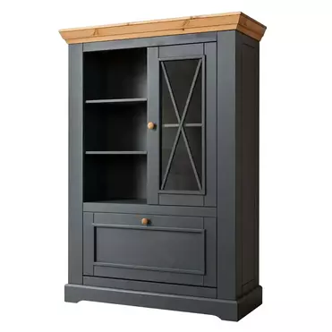 Комод Форест 2 двери и полки серый 7012/бейц-масло