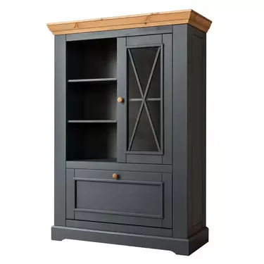 Комод Форест 2 двери и полки серый 7012/бейц-масло