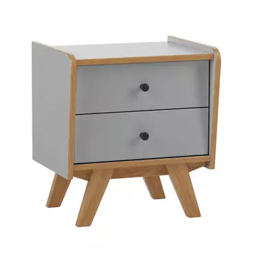 Тумба прикроватная Винтаж 2 ящика, серый лак/браун
