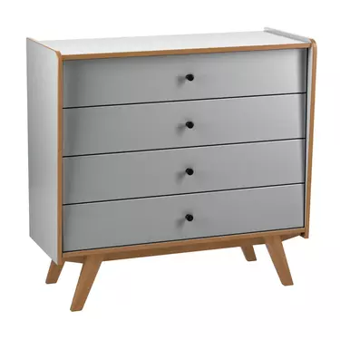 Комод Винтаж 4 ящика, серый лак/браун