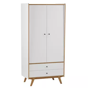 Шкаф Винтаж 2 двери 2 ящика, белый лак/браун