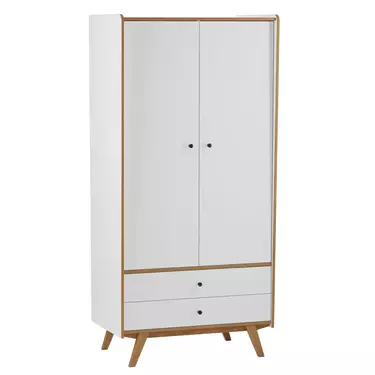 Шкаф Винтаж 2 двери 2 ящика, белый лак/браун