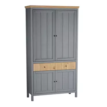 Шкаф для посуды Сканди 222 глухие двери,  серый 7046/антик 