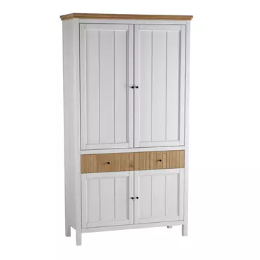 Шкаф Сканди для посуды 222 глухие двери, белый/антик 