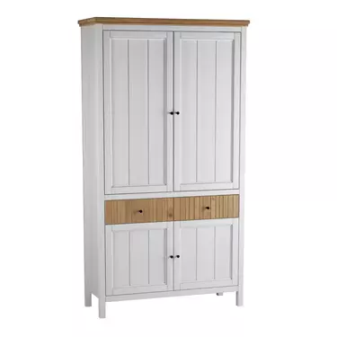 Шкаф Сканди для посуды 222 глухие двери, белый/антик 