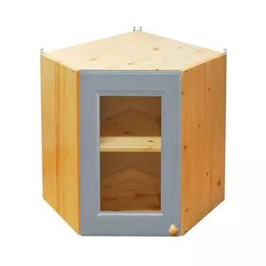 Шкаф из натурального дерева Грей настенный   угловой со стеклом арт. 266/1