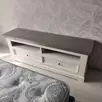 Тумба Форест под ТВ с 2-я ящиками белый воск/серый