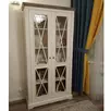 Витрина Форест  с двумя стеклянными дверями белый воск/серый