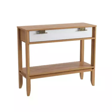 Консоль Бридж 1 ящик и полка браун/белый лак