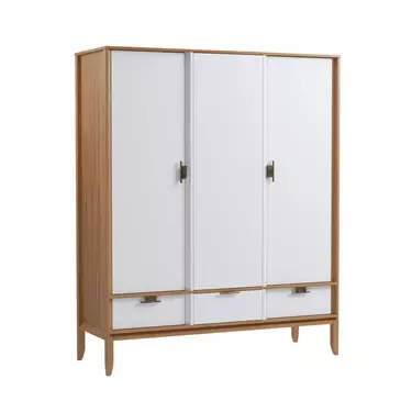 Шкаф 3х дверный Бридж с глухими дверями браун/белый лак