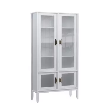 Шкаф для посуды Бридж широкий с 4-мя стеклянными дверями белый лак