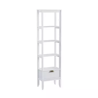 Стеллаж Бридж сквозной узкий с 1 ящиком (стеллаж 01) белый лак