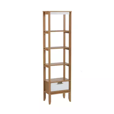 Стеллаж Бридж сквозной узкий с 1 ящиком (стеллаж 01) браун/белый лак