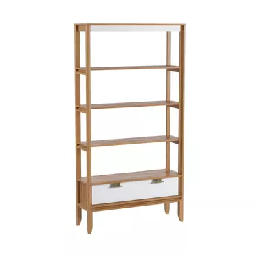 Стеллаж Бридж сквозной широкий с 1 ящиком (стеллаж 001) браун/белый лак