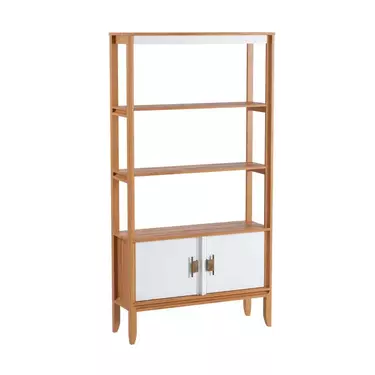 Стеллаж Бридж сквозной широкий с 2 дверями (стеллаж 020) браун/белый лак