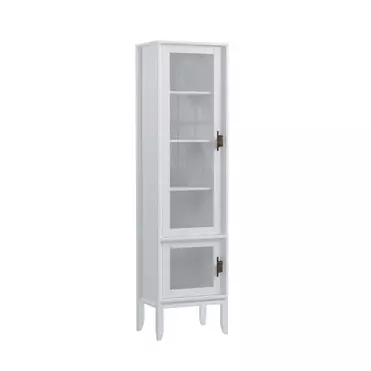 Шкаф для посуды Бридж узкий с 2-мя стеклянными дверями белый лак