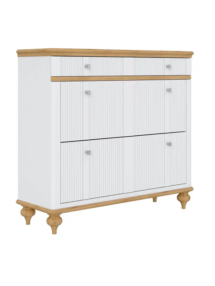 Тумба под обувь «Рандеву» 21 сосна (  белый лак/антик 24  )