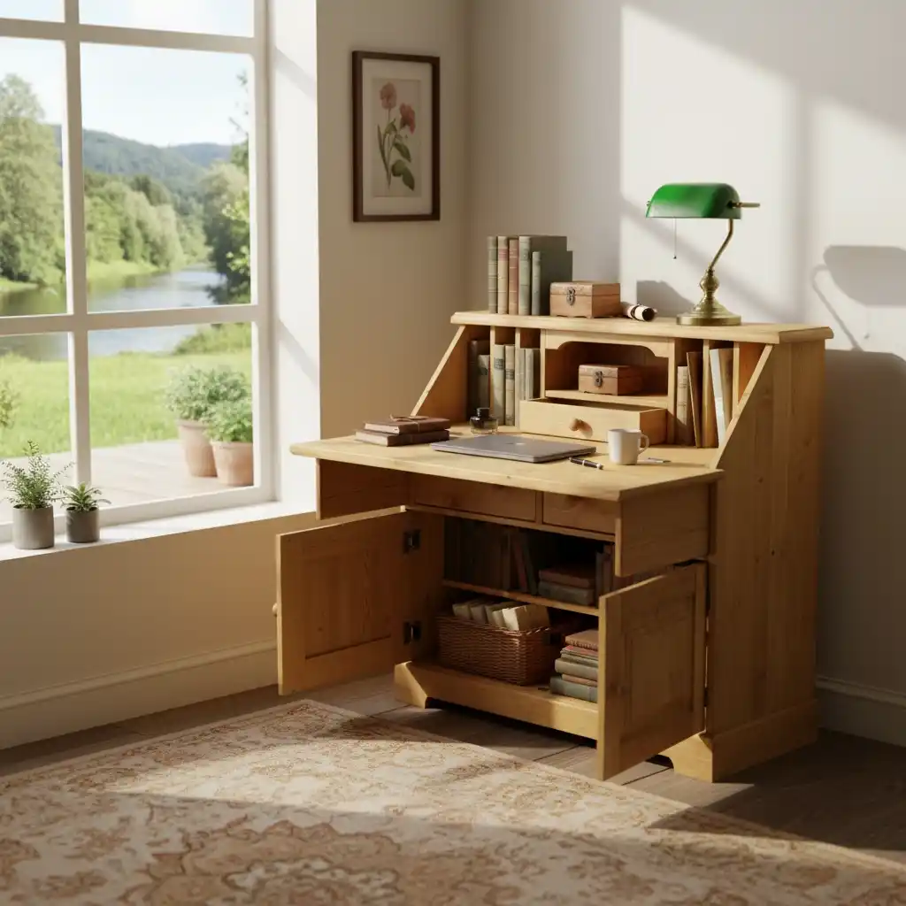 Секретер-стол письменный из сосны SCRIBAN (с распашными дверцами)