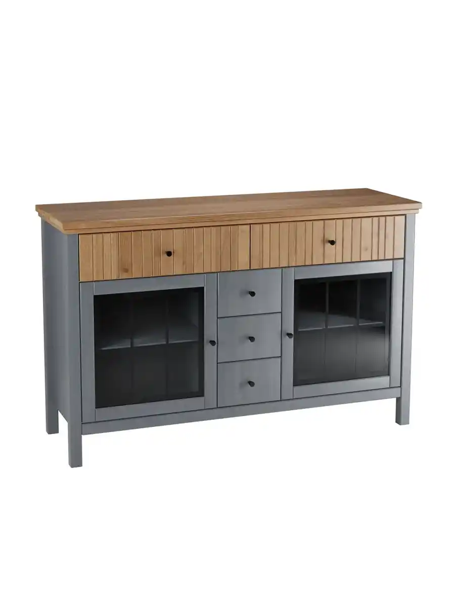 Тумба Сканди 232СТЧ стеклянные двери, серый 7046/антик (выставочный образец)