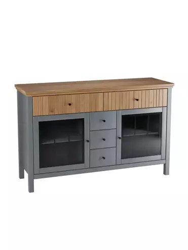 Тумба Сканди 232СТЧ   стеклянные двери, серый 7046/антик  (выставочный образец)