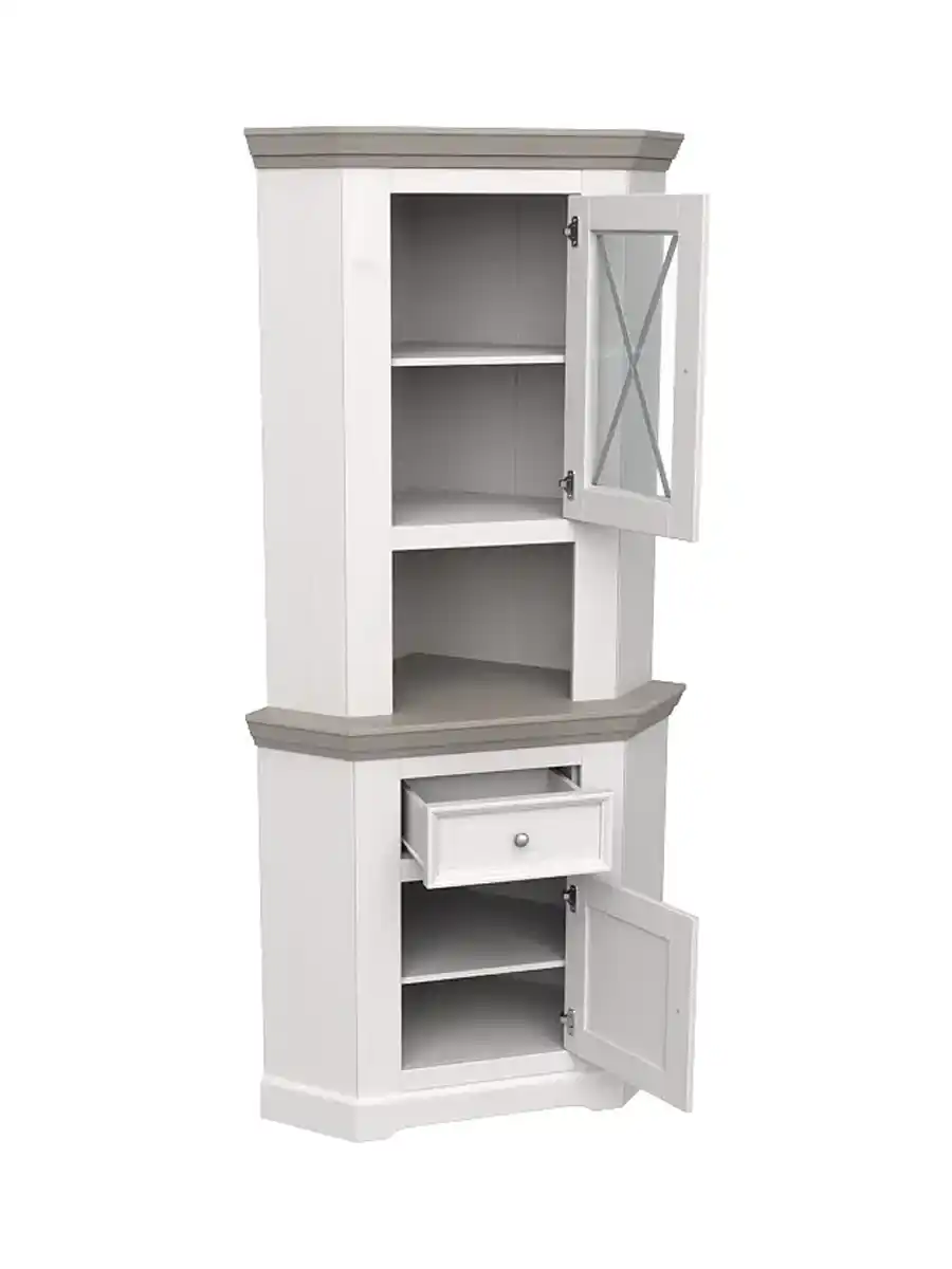 Буфет Форест угловой белый воск/антрацит (выставочный образец)