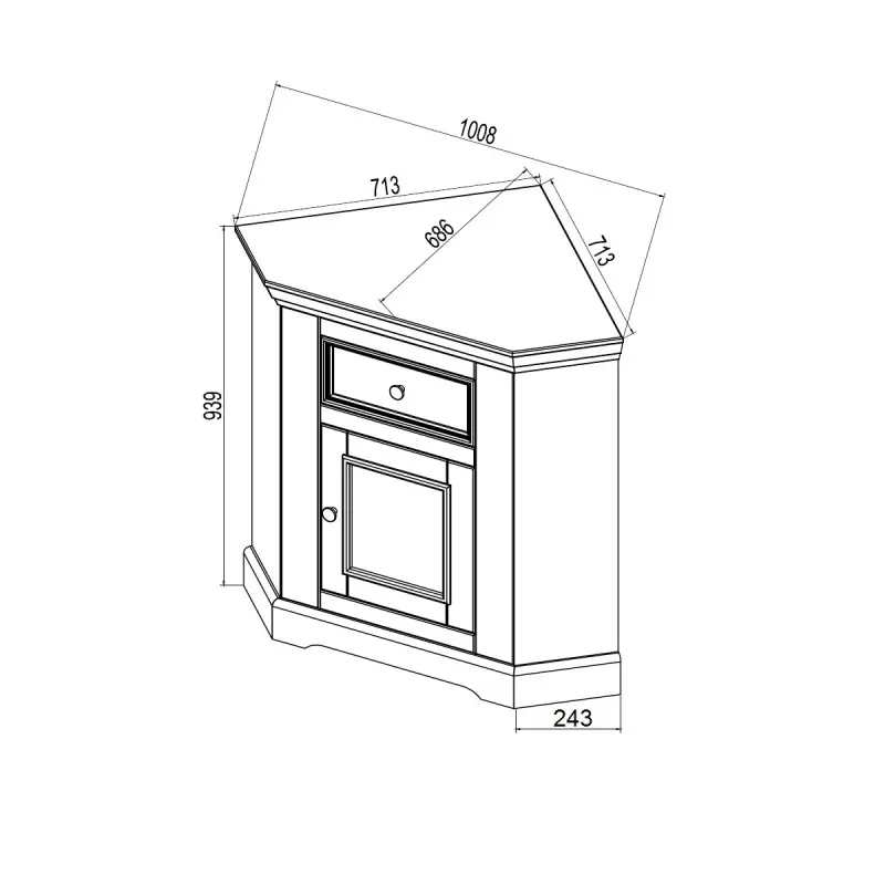 Буфет Форест угловой белый воск/антрацит (выставочный образец)